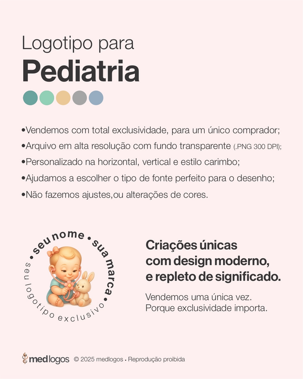 Logotipo médico infantil para pediatras com visual premium e delicado