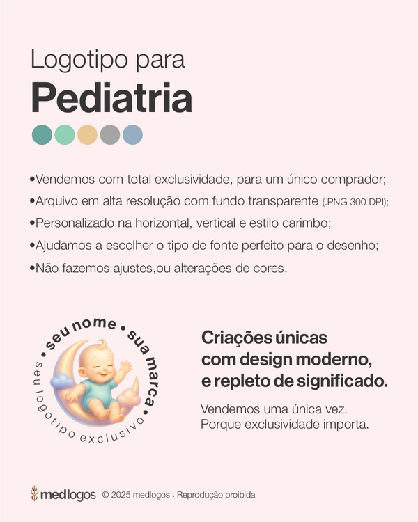 Logotipo para médicos pediatras com venda única e arte autoral exclusiva