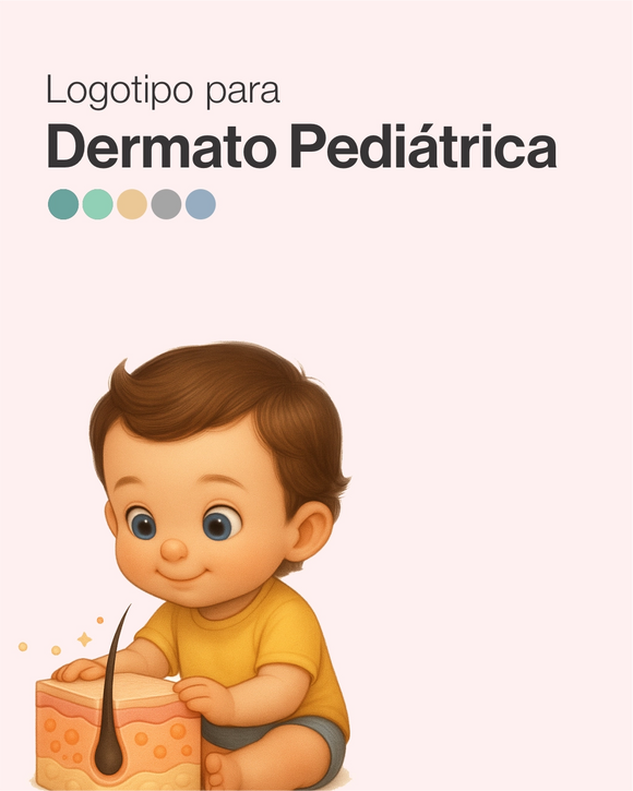 Logotipo exclusivo para dermatologia pediátrica, com traço profissional e arte autoral para médicos especialistas