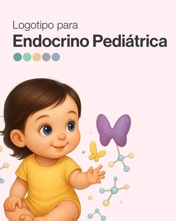 Logotipo médico exclusivo para endocrinologia pediátrica com arte personalizada