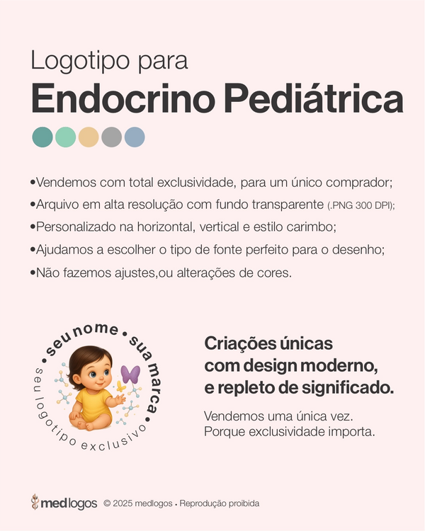 Logotipo médico exclusivo para endocrinologia pediátrica com arte personalizada