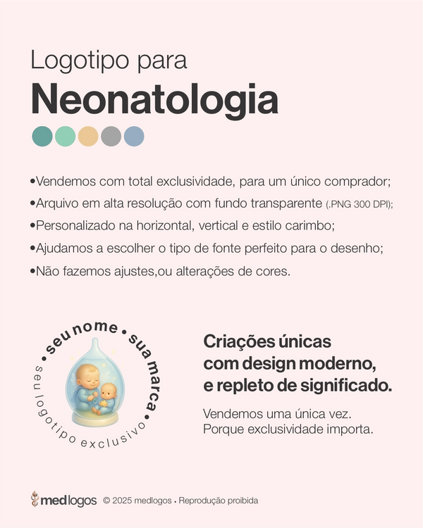 Logotipo médico autoral para neonatologia pediátrica com traços delicados