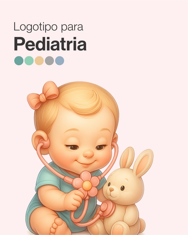 Logotipo médico infantil para pediatras com visual premium e delicado