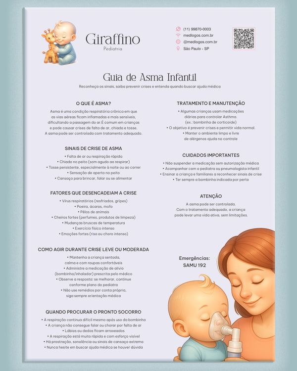 Guia de asma para pais, impressão premium.