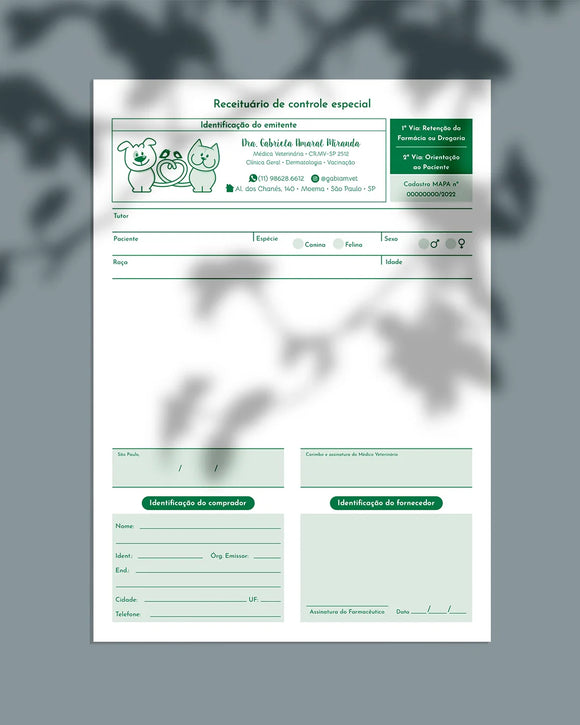 Receituário carbonado autocopiativo