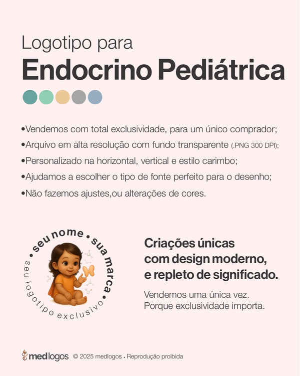 Logo autoral para endocrinologistas pediátricos com design leve e moderno