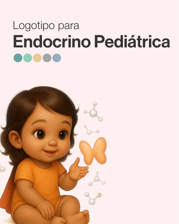 Logo autoral para endocrinologistas pediátricos com design leve e moderno