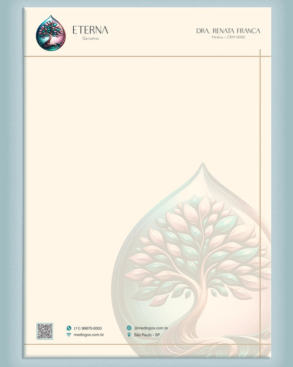 Papel timbrado A4 geriatria - impressão premium e layout profissional para médicos.