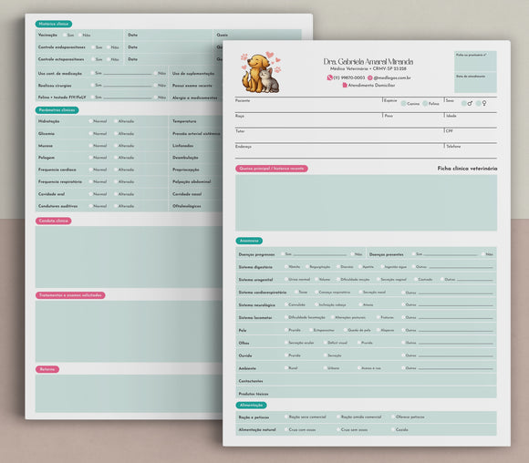 Formulário de anamnese completa para consulta veterinária | Questionário de histórico de saúde animal - modelo Med Logos