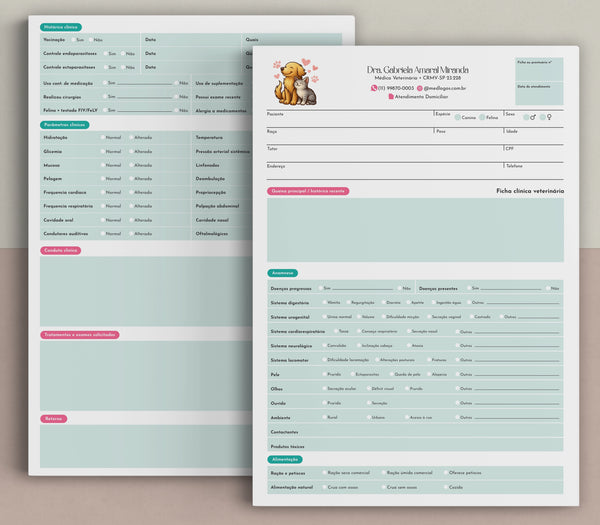 Formulário de anamnese completa para consulta veterinária | Questionário de histórico de saúde animal - modelo Med Logos