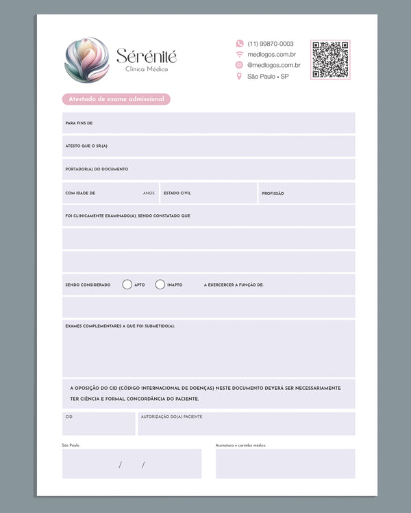Atestado de exame admissional