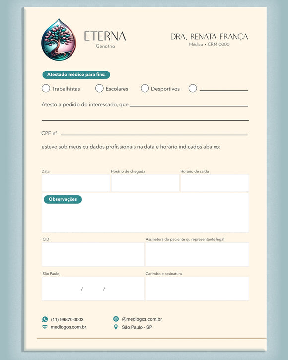 Atestado médico geriatria - impressão premium e layout funcional para médicos.