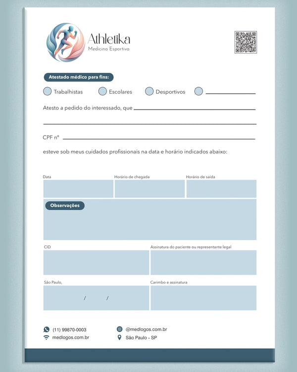 Atestado médico medicina esportiva - impressão premium e layout funcional para médicos.