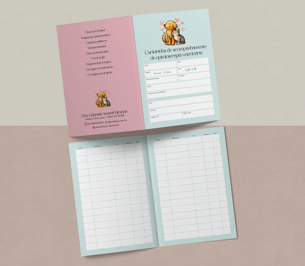 Carteirinha de acompanhamento de sessões de quimioterapia para animais | Controle de tratamento oncológico veterinário - Med Logos