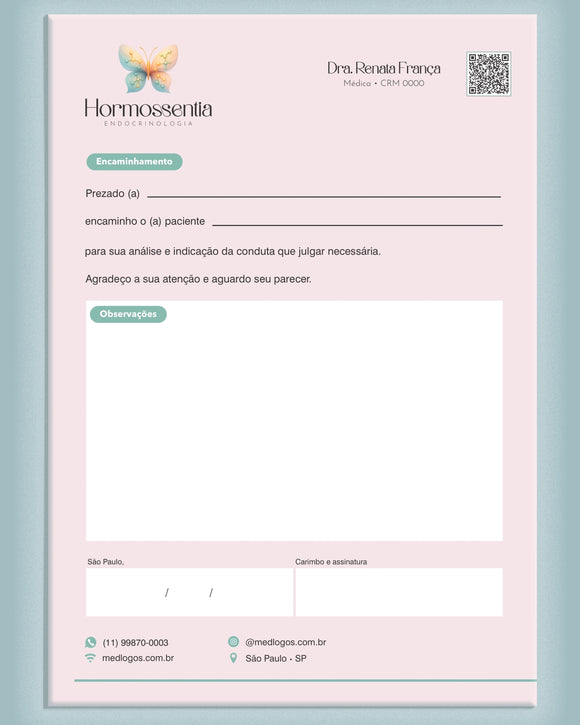 Carta de encaminhamento médico endocrinologia - impressão premium para consultórios.