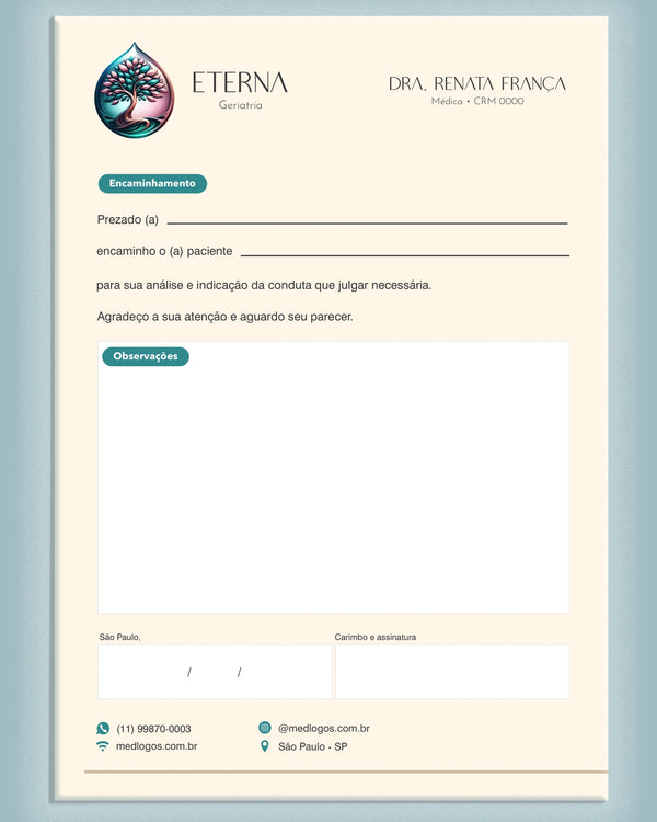 Carta de encaminhamento médico geriatria - impressão premium para consultórios.