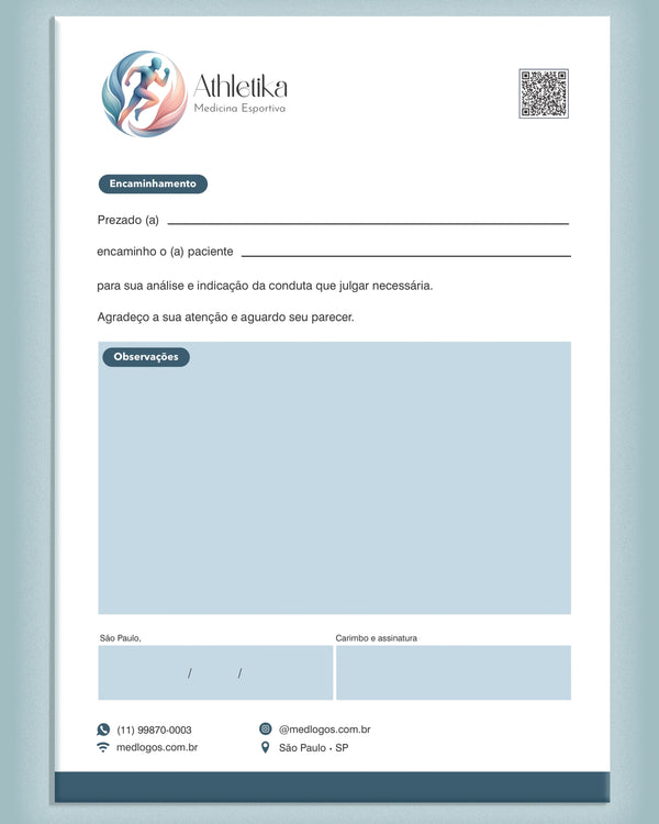 Carta de encaminhamento médico medicina esportiva - impressão premium para consultórios.