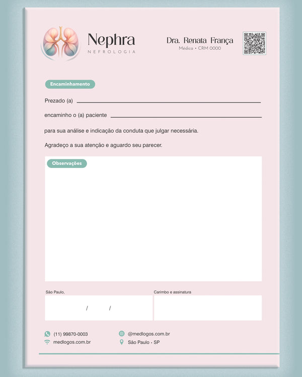 Carta de encaminhamento para nefrologia, impressão de alta qualidade em gráfica médica especializada