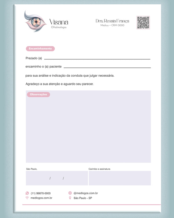 Carta de encaminhamento oftalmologia Minas Gerais - impressão premium.