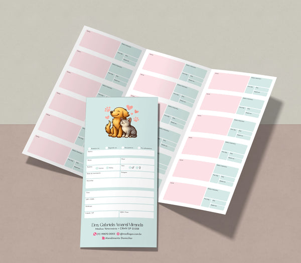 Cartão de vacina pet para veterinários com design premium e impressão gráfica de alta qualidade