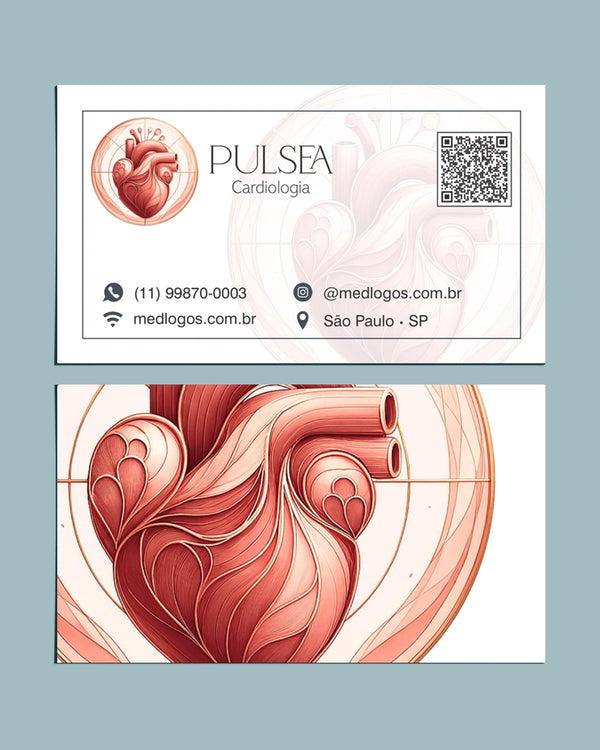 Cartão médico para cardiologia, impressão premium.
