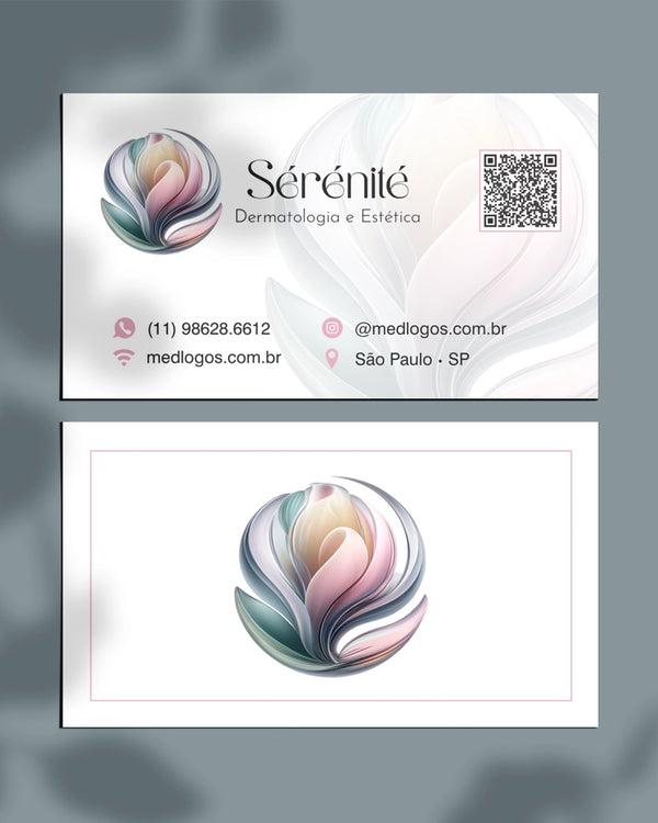 Cartão de visita dermatologia e estética avançada com impressão premium, layout profissional para médicos.