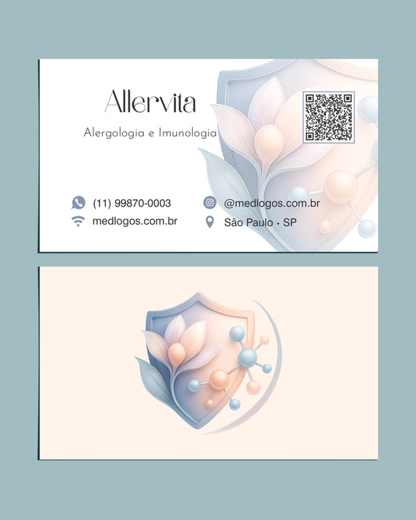 Cartão de visita médico para alergologia e imunologia, impressão de qualidade e design profissional
