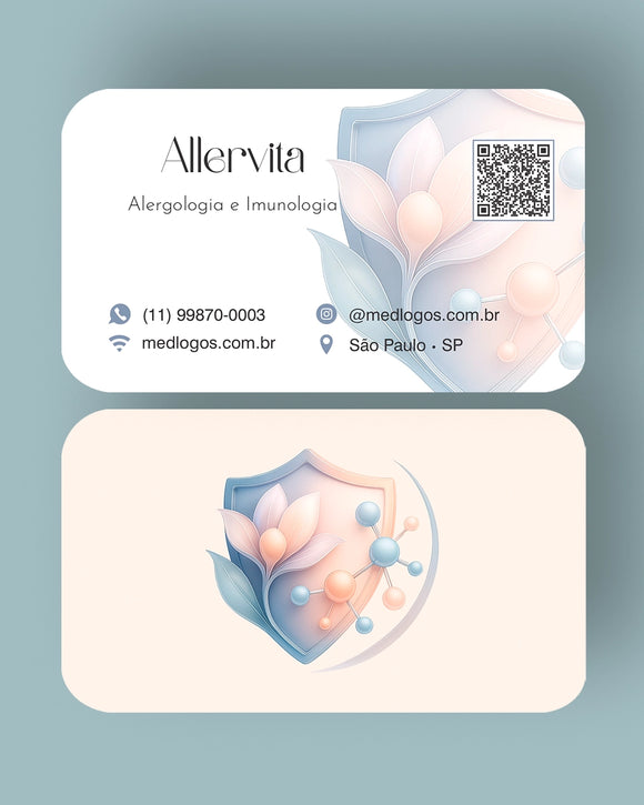 Cartão de visita médico para alergologia e imunologia, impressão de qualidade e design profissional