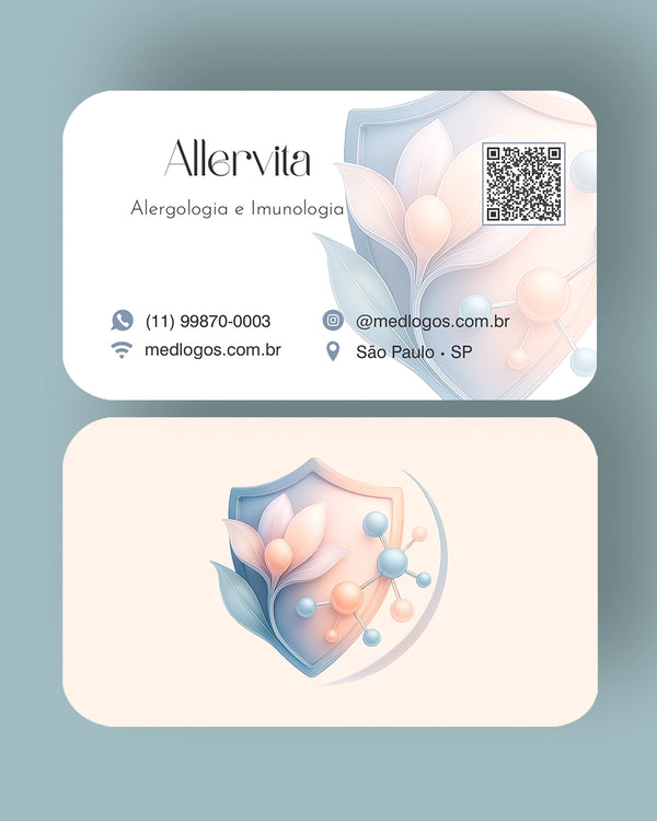 Cartão de visita médico para alergologia e imunologia, impressão de qualidade e design profissional