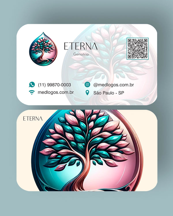 Cartão de visita geriatria - impressão premium, layout profissional para médicos.