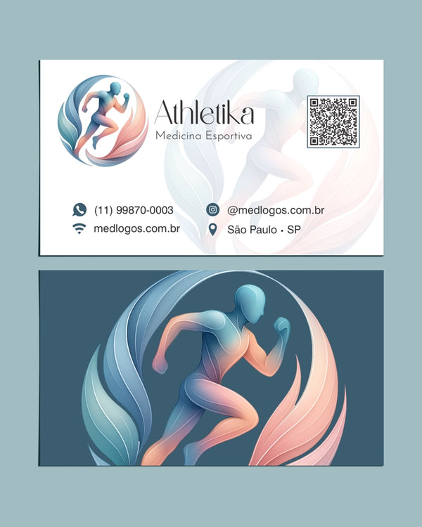 Cartão de visita medicina esportiva - impressão premium, layout profissional para médicos.