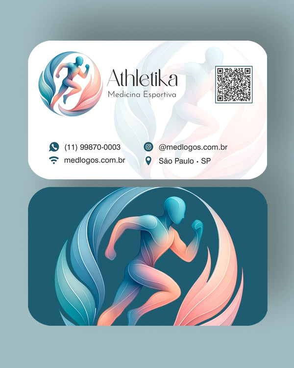 Cartão de visita medicina esportiva - impressão premium, layout profissional para médicos.