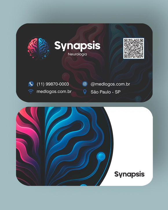 Cartão de visita médico para neurologia, impressão premium.