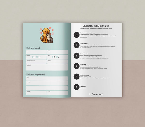 Carteira de controle de dermatite atópica para cães | Formulário de dermatologia veterinária para alergias