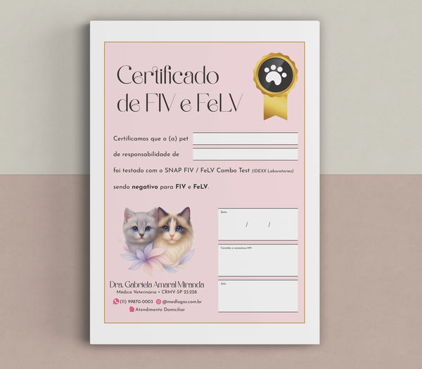 Certificado de FIV e FeLV para felinos • Gráfica Veterinária