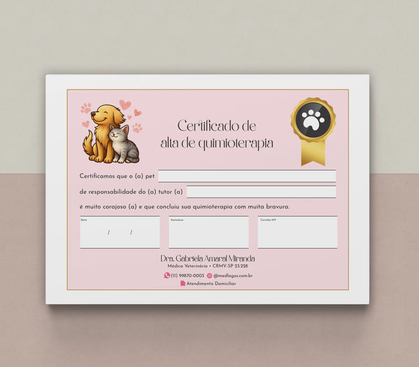 Certificado de alta de quimioterapia para veterinários