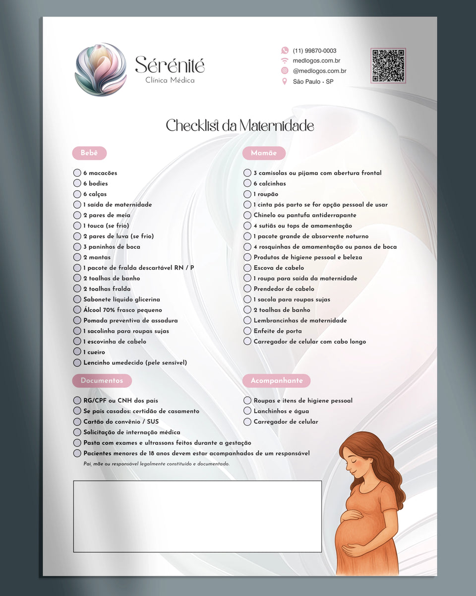 Checklist da Maternidade • Gráfica Médica • Personalizado