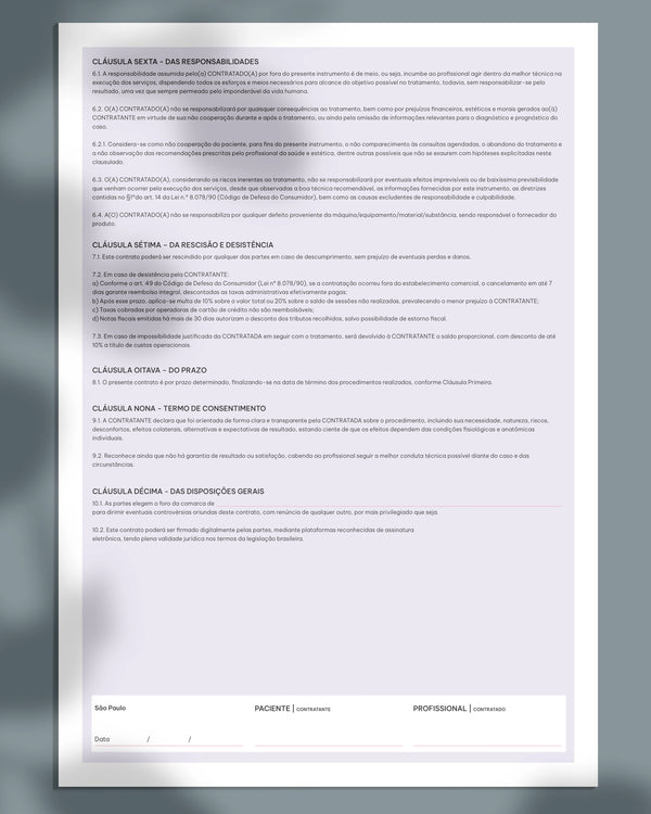 Contrato completo para estética avançada