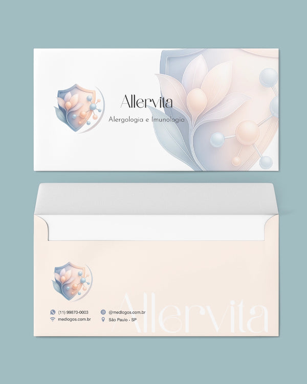 Envelope ofício para exames de alergologia e imunologia, impressão prática e profissional