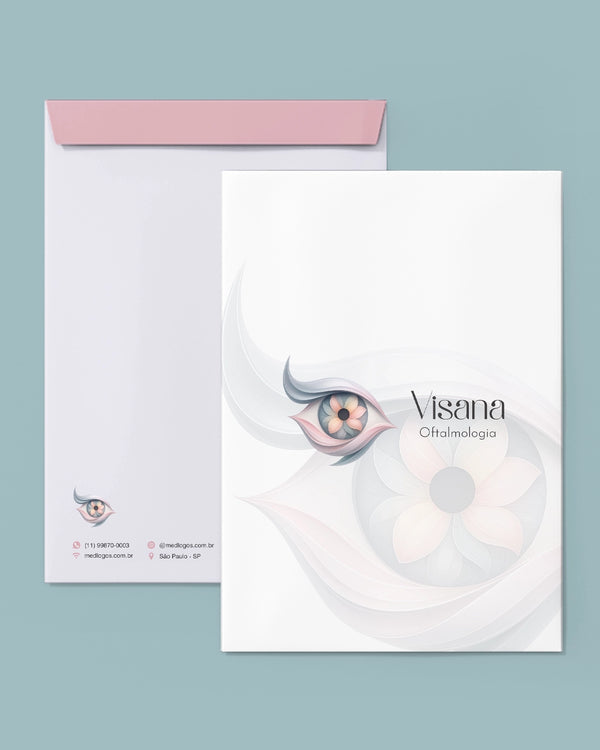 Envelope saco para exames oftalmologia - impressão resistente e layout funcional.