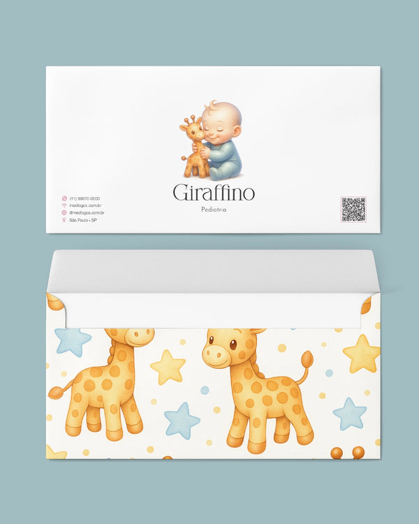 Envelope ofício para exames pediatria - impressão prática e layout funcional.