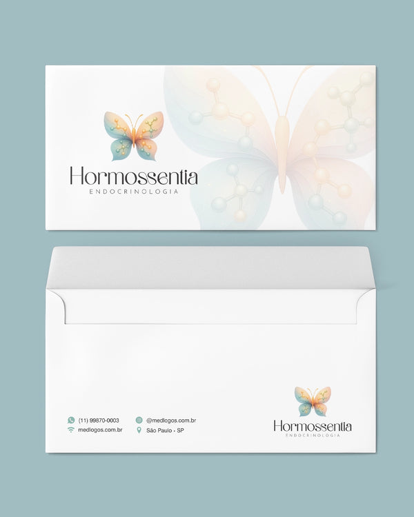 Envelope ofício para exames endocrinologia - impressão premium e layout funcional.