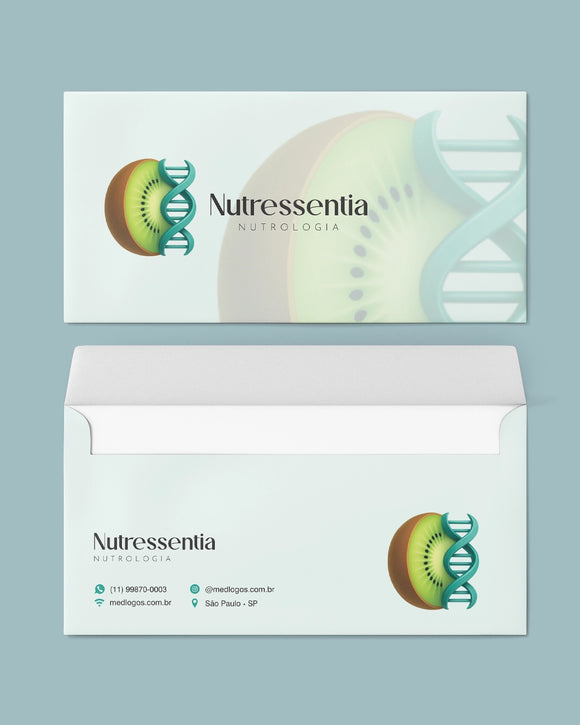 Envelope ofício para exames em nutrologia, com design resistente e espaço para etiquetas, produzido pela gráfica Med Logos.