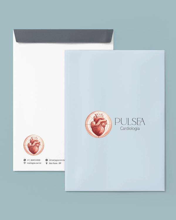 Envelope saco para exames cardiologia, impressão premium.