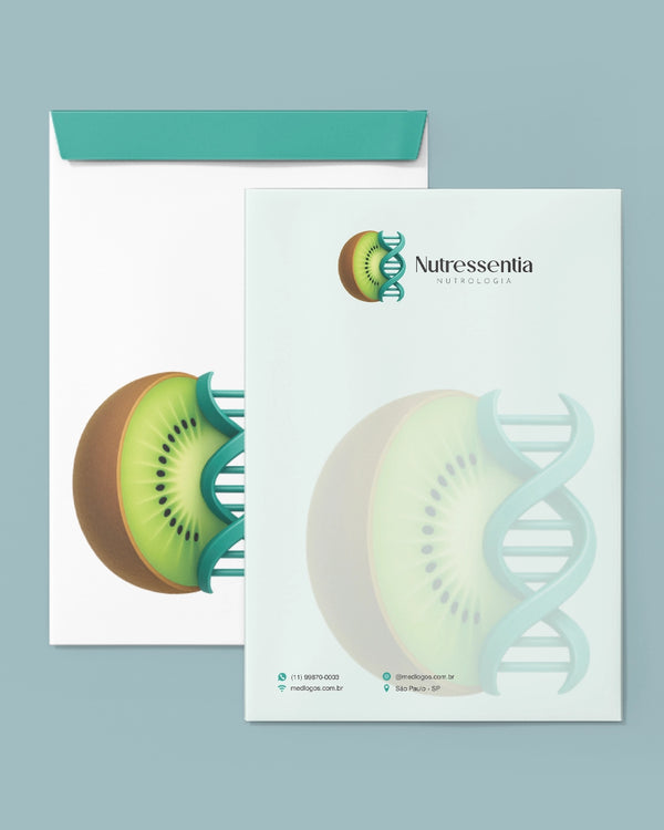 Envelope saco para exames em nutrologia, com fechamento seguro e espaço para etiquetas, produzido pela gráfica Med Logos.