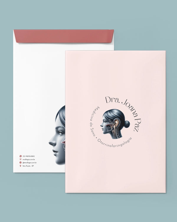 Envelope saco para exames em otorrinolaringologia, com fechamento seguro e espaço para etiquetas, produzido pela gráfica Med Logos.