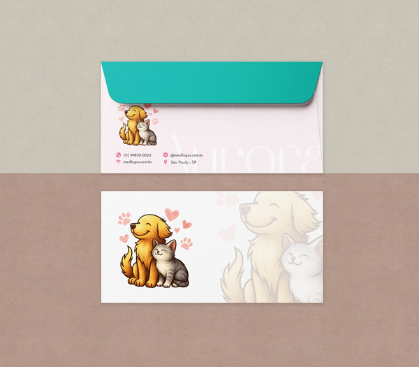 Envelope ofício veterinário personalizado com impressão premium. Gráfica especializada em veterinários.