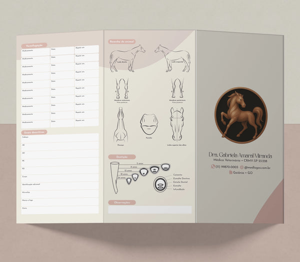 Carteira de vacinação para cavalos - modelo veterinário | Documento de controle sanitário equino
