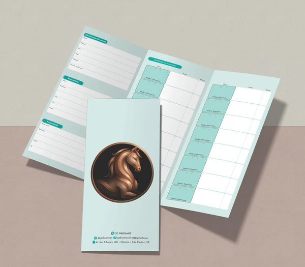 Cartão de vacina equinos. Impressão premium e elegante.