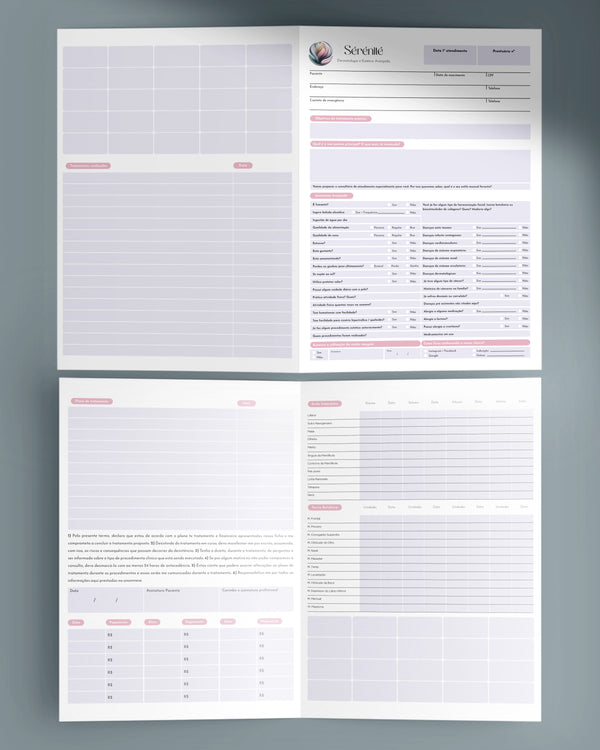 Ficha clínica full face para atendimento de harmonização facial com toxina botulinica, acido hialuronico e outros. Para médicos e profissionais que trabalham com estética avançada.